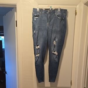 Torrid Blue Skinny Jeans with Modern Distressing